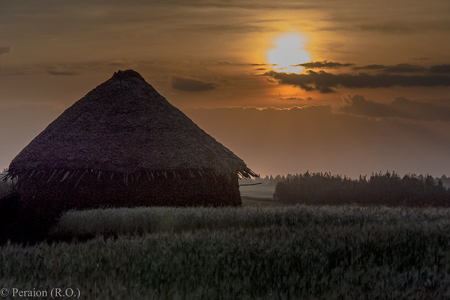 Sun sets over an Ethiopian village