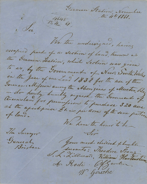 Letter to the Surveyor General by German Settlers, 1878