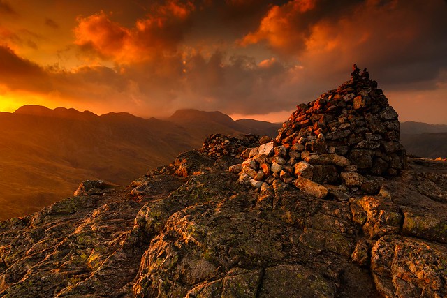 Sunset Over the Crinkles from Pike O' Blisco Summit, Lake District (Explored)