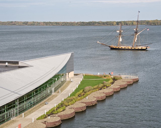 The US Brig Niagara Passes the Bayfront Convention Center