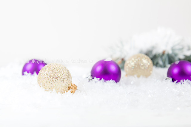 Christmas and New Year balls on light background