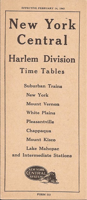 New York Central Railroad Harlem Division timetable - February 14, 1943