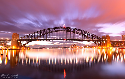sydney nsw australia harbourbridge sunrise reflections