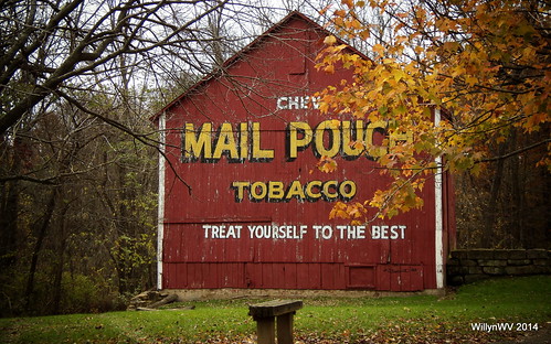 mailpouch advertising barkcampstatepark barn belmontcounty cabins ohio ohiovalley pioneervilliage geotaggedohio autumnleaves fall foliage autumn trees outside rural outdoor sign park lawn landscape flickriver flickr