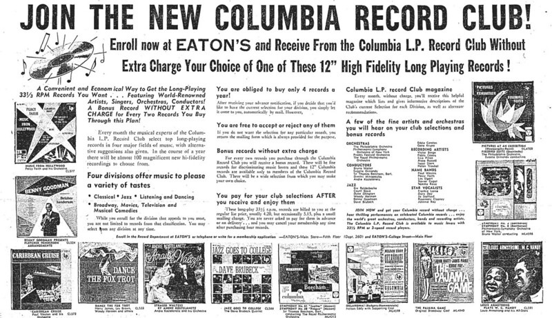 Vintage Ad: Join the New Columbia Record Club