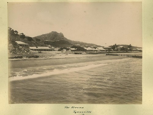 ocean houses beach sepia shoreline qld queensland thestrand castlehill townsville 1890s 1895 statelibraryofqueensland slq