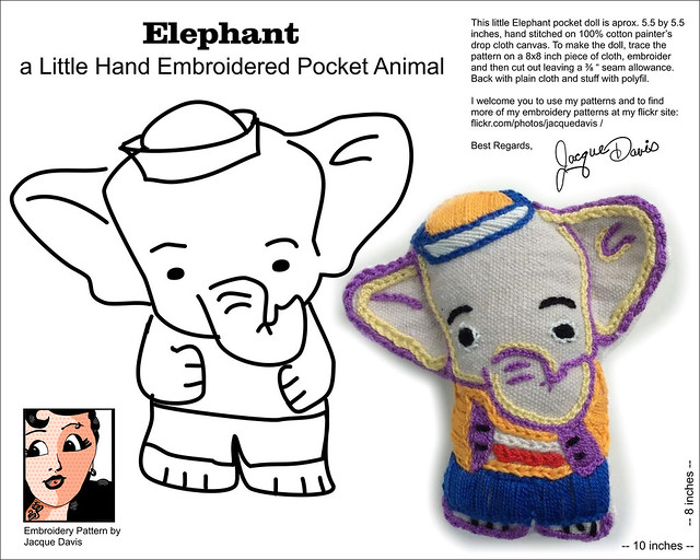Elephant embroidery pattern
