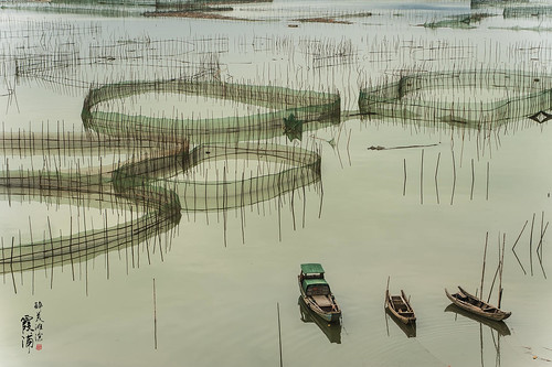 xiapu fujian mudflat fishing fishermen boat river bamboo travel 霞浦 福建 中國 灘塗 八尺門 circle 漁塘 漁船 河