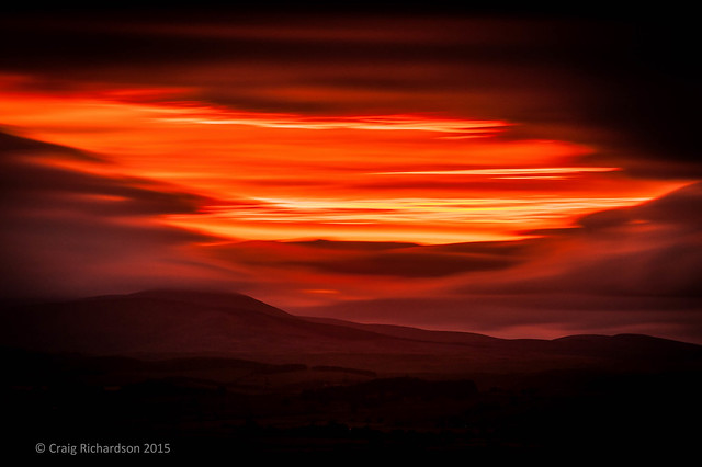 Sunset over the Cheviots, from Corby's Crags