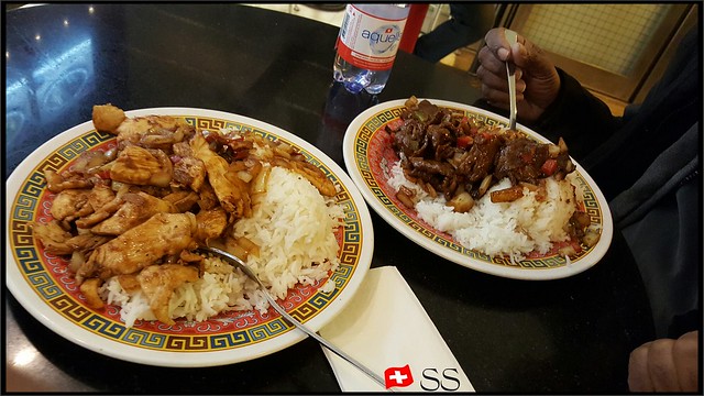 Chinese Food (Chicken & Beef With Rice) in Zurich....🇨🇭