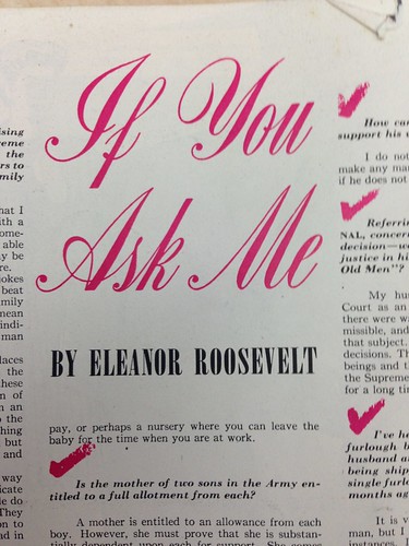 Eleanor Roosevelt's advice column in Ladies' Home Journal 1940