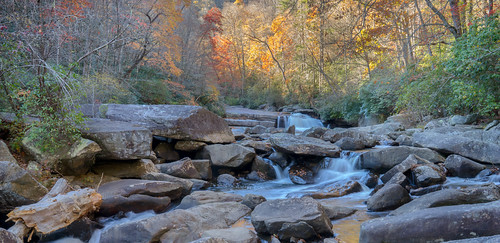 autumn trees forest us waterfall stream unitedstates northcarolina trail landscapephotography laketoxaway gorgesstatepark