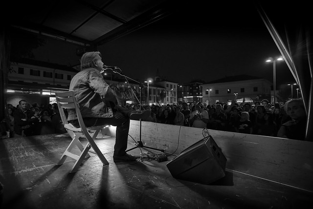 Mauro Pagani Performs For The Barefoot March For Refugees in Milan