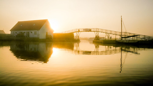 reflection dawn sunrise boat potterheigham norfolkbroads lightroomhdr hdrsinglejpeg bridge