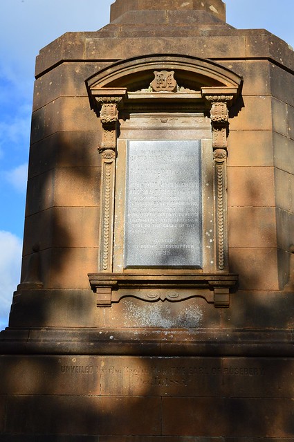 Kay Park, Kilmarnock. Reformers Monument, Inscription.