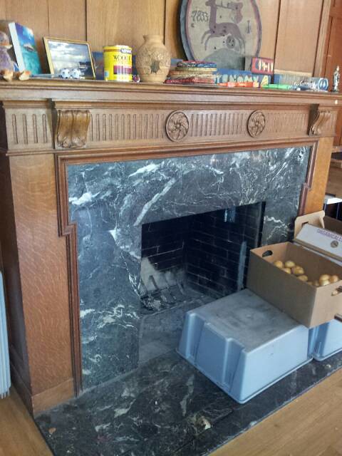 Original Marble Fire Place in Dining Area