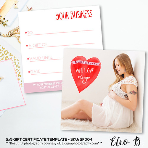 5x5 Gift Certificate Template - Gift Certificate Photography - Gift Certificate Card - Photoshop Template - SF004 - instant download | by eleobitaly