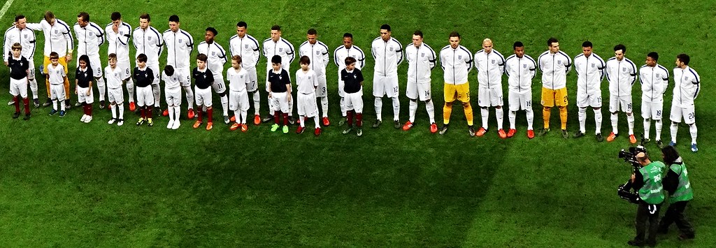 The England team stand for the national anthem ahead of th… - Flickr