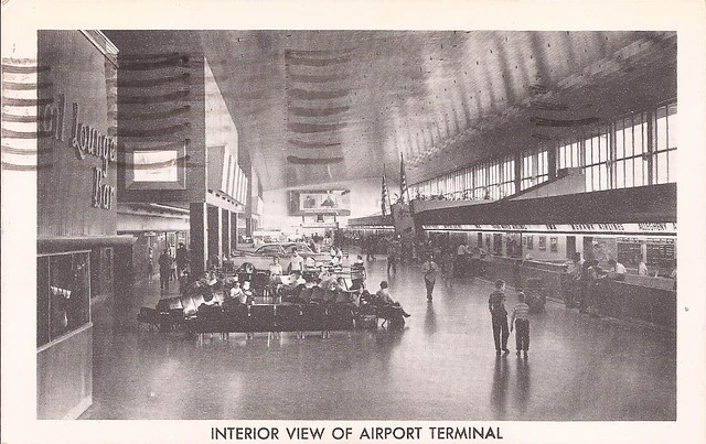 Newark Airport (EWR) postcard (terminal interior) - circa 1950's