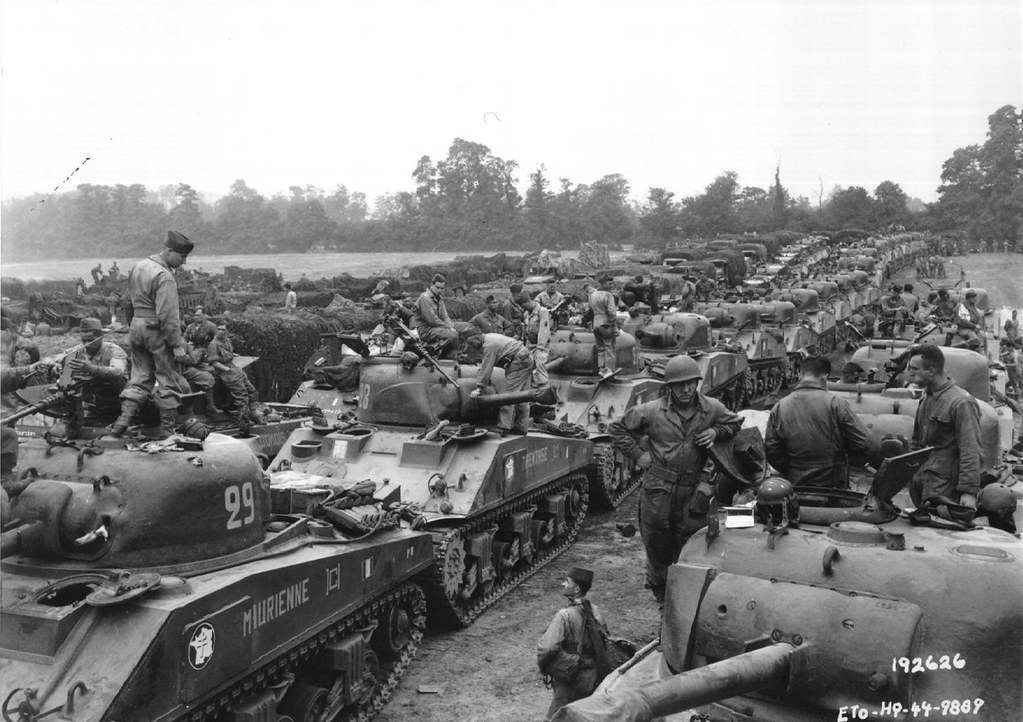 Second French Armored Division of General Leclerc on Utah Beach August 1, 1944.