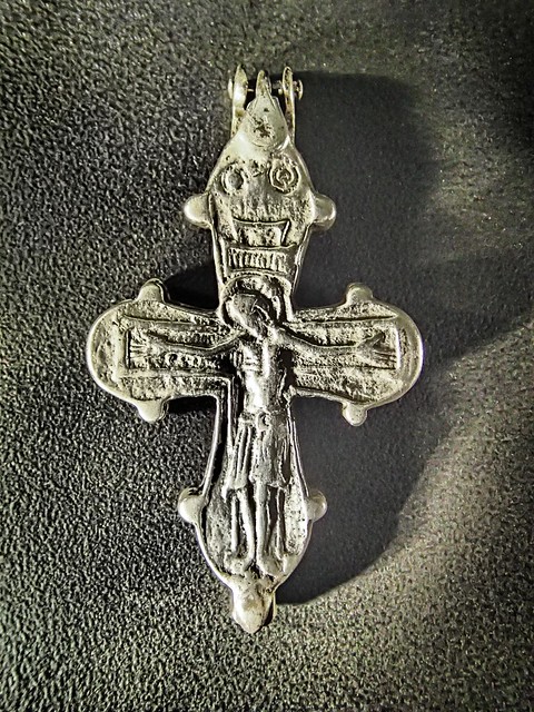 Silver Encolpion combining Viking and Christian motifs and containing a small relic Hoard find Oland Sweden 9th-10th centuries CE