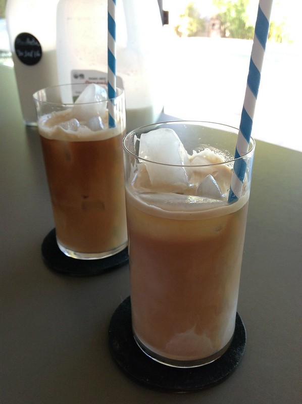 Iced latte & iced coffee + horchata #horchata #drinks #coffee #espresso