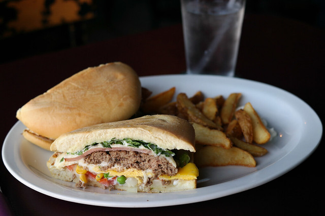 Bauru sandwich with Brasilian Fries Cafe Beaudelaire in Ames Iowa
