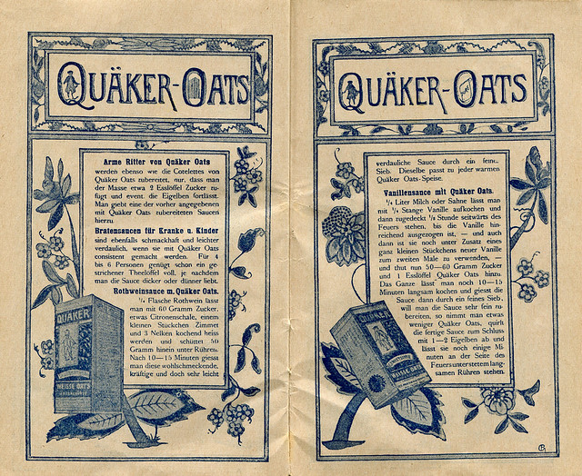 Quäker Oats Küchenkalender von 1896,  Rezepte 1