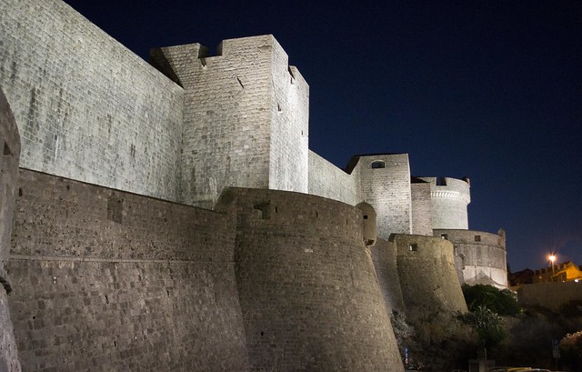 Walls of Dubrovnik by night