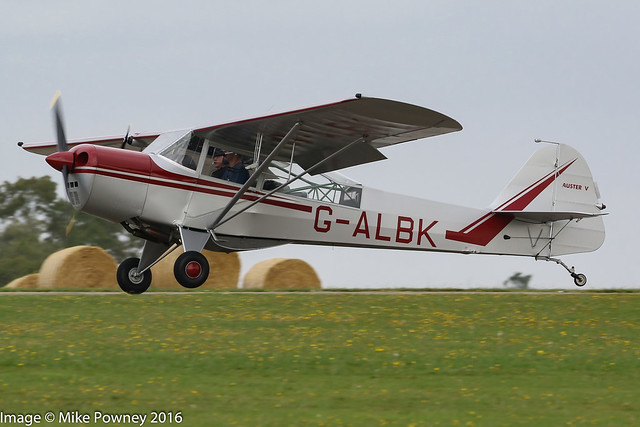 G-ALBK - 1944 build Taylorcraft Auster V, arriving at Sywell during the 2016 LAA Rally