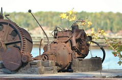 Vintage Motor on a Pile Driver Barge