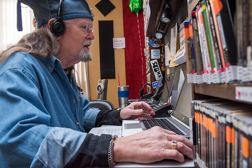 Tommy Boehm on the phone bank during WWOZ Fall 2016 Pledge Drive. Photo by Ryan Hodgson-Rigsbee rhrphoto.com