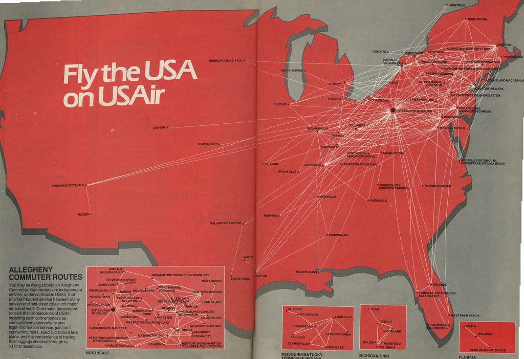 USAir route map, October 1982 | A USAir route map from Octob… | Flickr