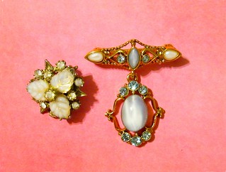 Glass Brooches | Vintage brooches with glass and rhinestones… | Flickr