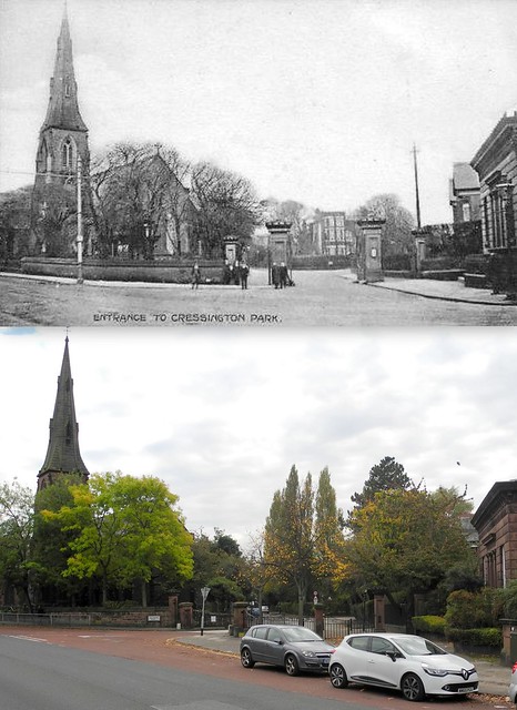 Cressington Park Entrance, Grassendale,  1900s and 2016