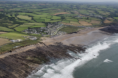 Widemouth Bay in north Cornwall - aerial image