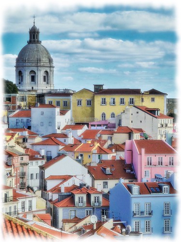 city building rooftop portugal architecture landscape cityscape lisbon colourful alfama