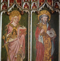 rood screen, north: St Catherine and St Peter