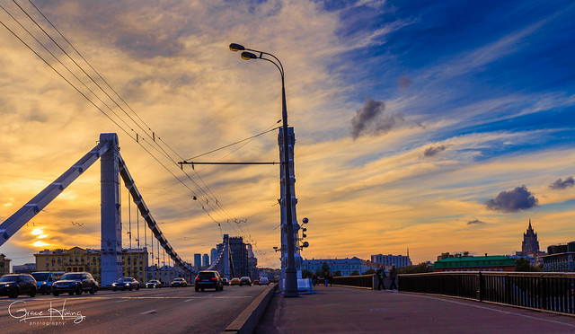 Krymsky Bridge Sunset, Moscow