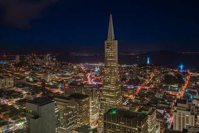 View of the Transamerica Pyramid and Coit Tower
