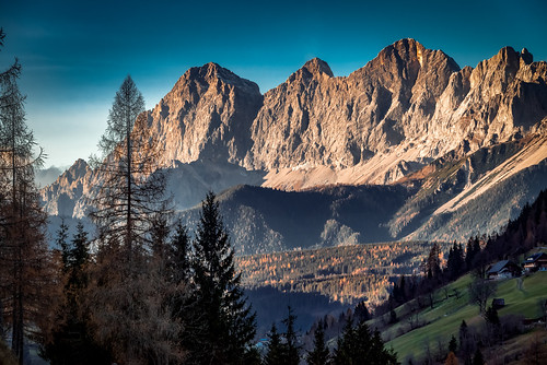 trees sunset mountain mountains landscape evening österreich rocks outdoor schladming dachstein steiermark mountainrange at