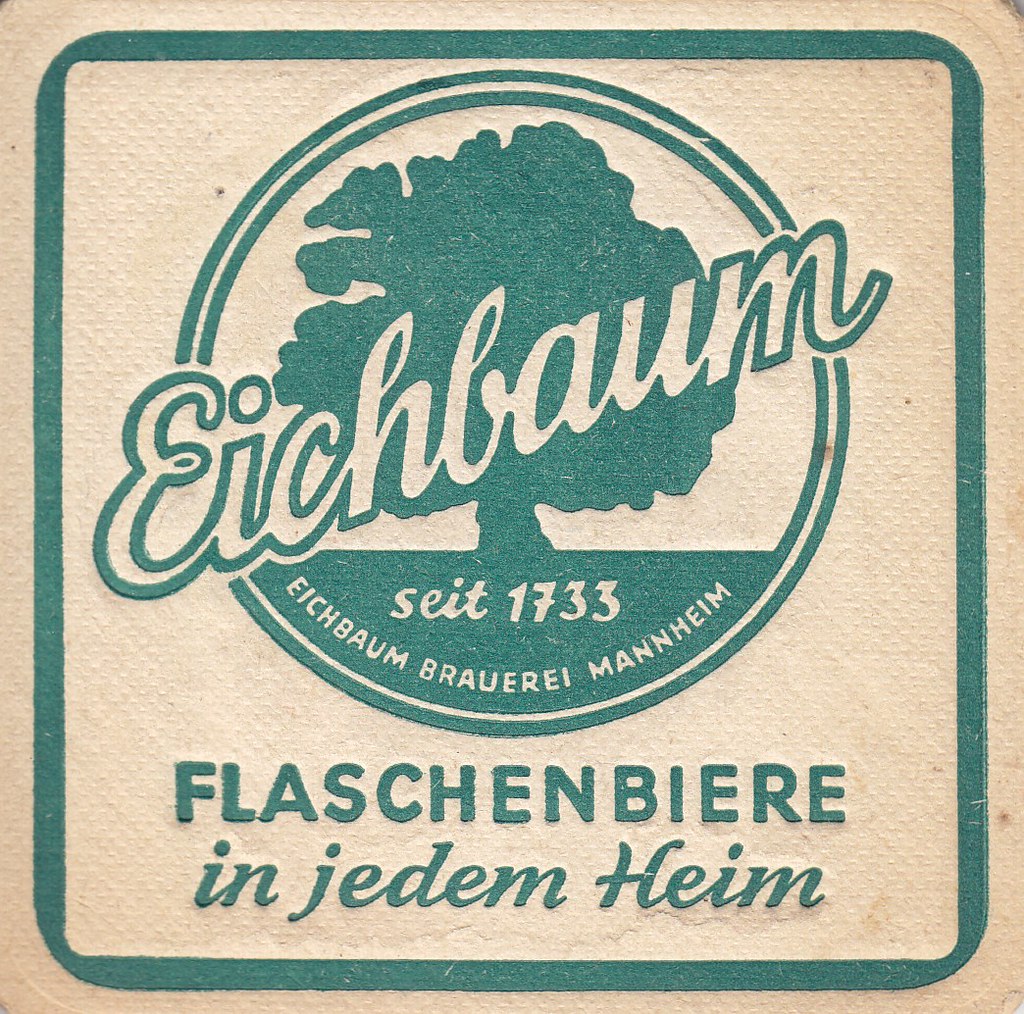 Bierdeckel Eichbaum Brauerei Mannheim Ureich Pils Eichenblatt-Form Sammlerstück