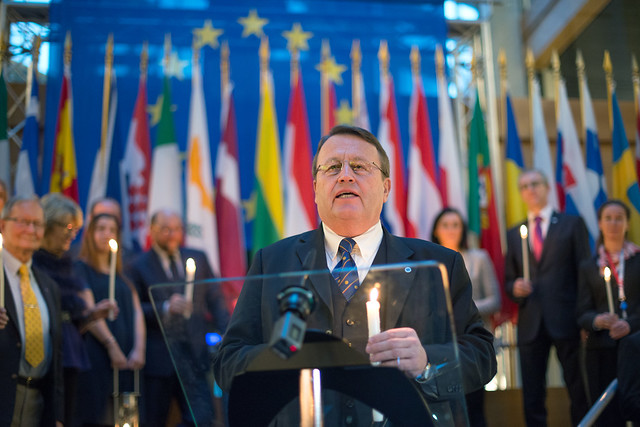 MEP Paul Rübig at the Handover of the Flame of Peace of Bethlehem to the European Parliament in Strasbourg