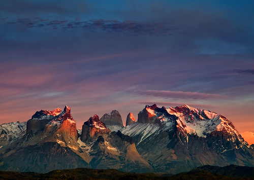 landscape torresdelpaine sunset evening clouds color patagonia