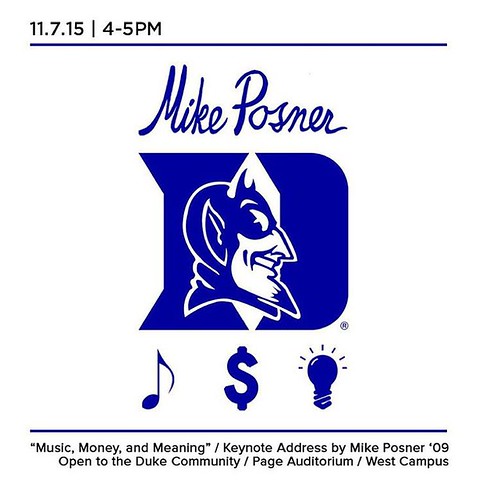 Multi-platinum and AMA nominated artist Mike Posner will return to Duke to highlight #DEMAN Arts & Media Weekend tomorrow! For info on his keynote speech and all of the very talented speakers at #DEMAN, visit dukedeman.com. (???? credit: @mikeposner)
