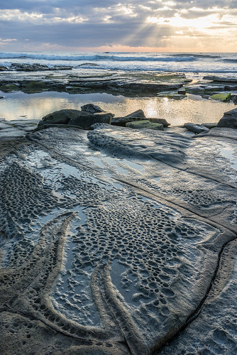 morning sun beach water sunrise coast sandstone rocks surf waves patterns australia erosion coastal worn qld queensland rays sunshinecoast 2015 dickybeach rockplatform moffatbeach sonya7r