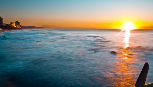 ocean beach sunrise seaside long exposure