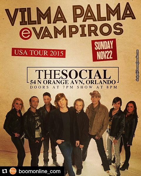 VILMA PALMA E VAMPIROS TOUR 25 ANIVERSARIO en #Orlando FL, Nov 22 http://bit.ly/1SqipjB #RockenEspanol #Argentina