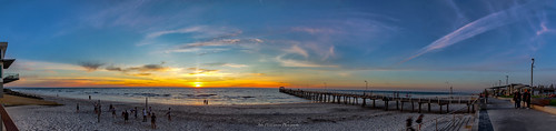 beach blue clouds henleybeach jetty panorama people southauatralia sunset water orange southaustralia australia