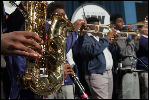 Warren Easton Brass Band during Cuttin' Class on October 15, 2015. Photo by Ryan Hodgson-Rigsbee - www.rhrPhoto.com
